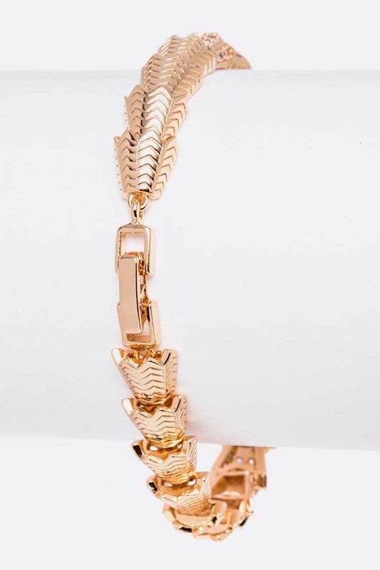 Cubic Zirconia Snake Bracelet Gold Plated Chain Adjustable