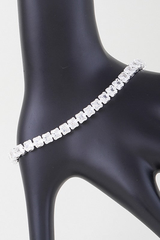 Cubic Zirconia Tennis Bracelet 7 Inch Sterling Silver