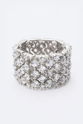 Cubic Zirconia Wide Statement Ring Sparkling Pave Band