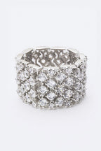 Cubic Zirconia Wide Statement Ring Sparkling Pave Band
