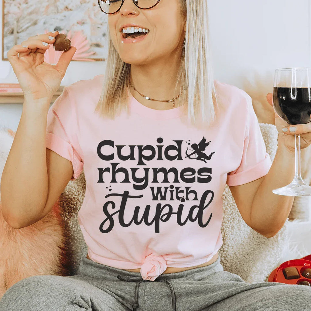 Cupid Rhymes With Stupid Tee Peachy Sunday