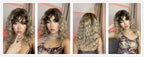 Curly Synthetic Wigs for White Women Medium Length Ombre Brown Blonde Wigs with Bangs High Temperature Cosplay Hair Wigs For Black Women Halloween Party Stevvex