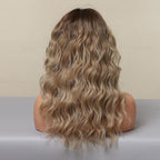 Curly Synthetic Wigs for White Women Medium Length Ombre Brown Blonde Wigs with Bangs High Temperature Cosplay Hair Wigs For Black Women Halloween Party Stevvex