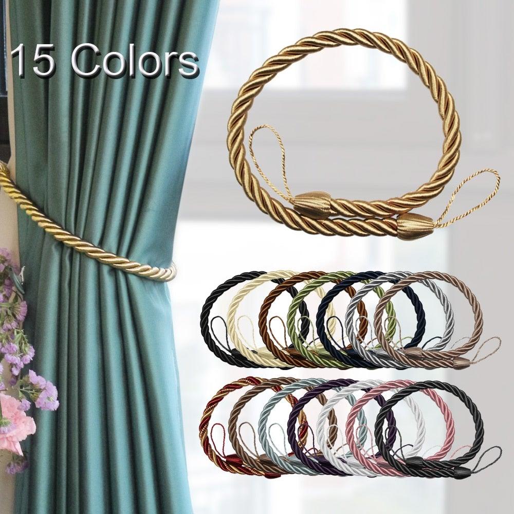 Curtain Tie Backs Gold Handmade Weave Curtain Holder Clip Buckle Rope Home Decorative Room Accessories Curtain Tieback Curtain Handmade Tiebacks Ropes Holdbacks 74CM Stevvex