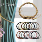 Curtain Tie Backs Gold Handmade Weave Curtain Holder Clip Buckle Rope Home Decorative Room Accessories Curtain Tieback Curtain Handmade Tiebacks Ropes Holdbacks 74CM Stevvex