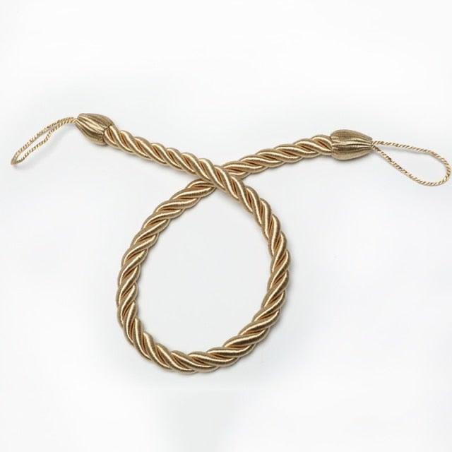 Curtain Tie Backs Gold Handmade Weave Curtain Holder Clip Buckle Rope Home Decorative Room Accessories Curtain Tieback Curtain Handmade Tiebacks Ropes Holdbacks 74CM Stevvex