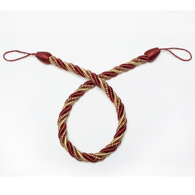 Curtain Tie Backs Gold Handmade Weave Curtain Holder Clip Buckle Rope Home Decorative Room Accessories Curtain Tieback Curtain Handmade Tiebacks Ropes Holdbacks 74CM Stevvex
