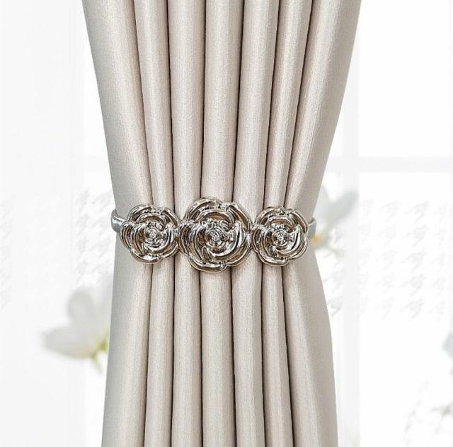 Curtain Tieback High Quality Elastic Holder Hook Buckle Clip Pretty And Fashion Polyester Decorative Home Accessories Leaves Curtain Holder Holdback For Window Drapery Convenient Office Home Decoration Buckle Holdbacks Curtain Straps Stevvex