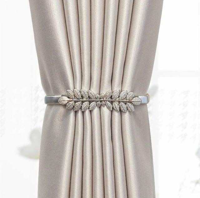 Curtain Tieback High Quality Elastic Holder Hook Buckle Clip Pretty And Fashion Polyester Decorative Home Accessories Leaves Curtain Holder Holdback For Window Drapery Convenient Office Home Decoration Buckle Holdbacks Curtain Straps Stevvex