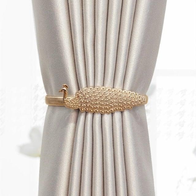 Curtain Tieback High Quality Elastic Holder Hook Buckle Clip Pretty And Fashion Polyester Decorative Home Accessories Leaves Curtain Holder Holdback For Window Drapery Convenient Office Home Decoration Buckle Holdbacks Curtain Straps Stevvex