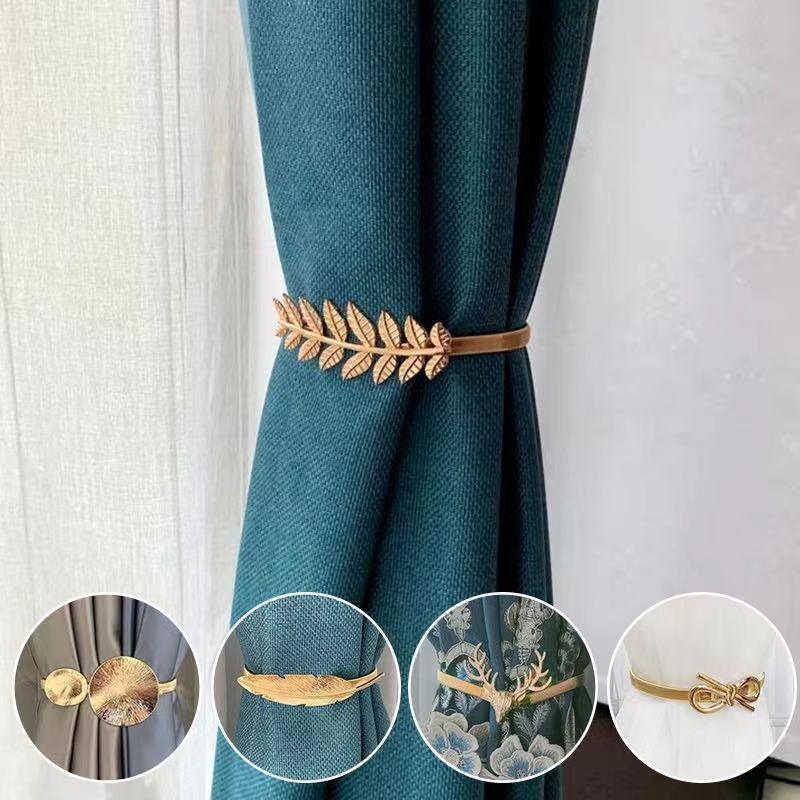 Curtain Tieback High Quality Elastic Holder Hook Buckle Clip Pretty And Fashion Polyester Decorative Home Accessories Leaves Curtain Holder Holdback For Window Drapery Convenient Office Home Decoration Buckle Holdbacks Curtain Straps Stevvex