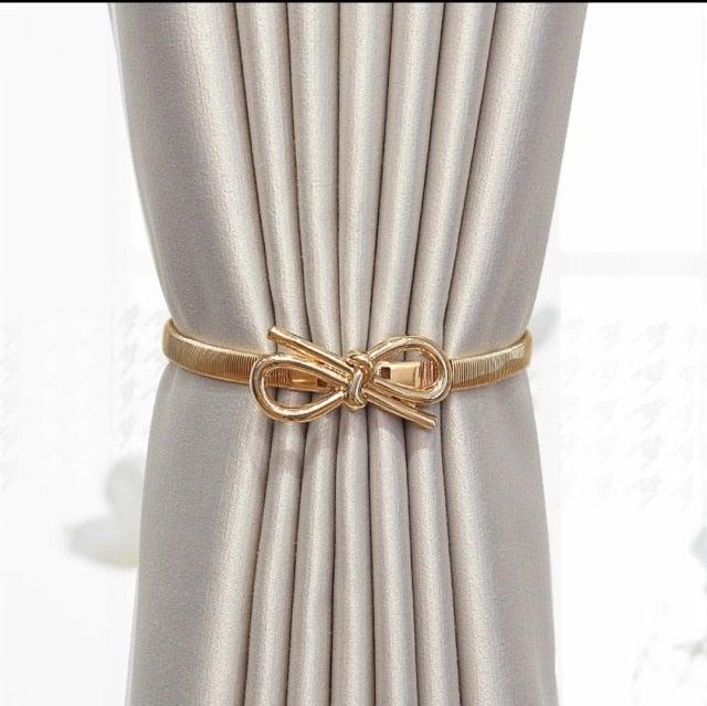 Curtain Tieback High Quality Elastic Holder Hook Buckle Clip Pretty And Fashion Polyester Decorative Home Accessories Leaves Curtain Holder Holdback For Window Drapery Convenient Office Home Decoration Buckle Holdbacks Curtain Straps Stevvex