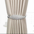 Curtain Tieback High Quality Elastic Holder Hook Buckle Clip Pretty And Fashion Polyester Decorative Home Accessories Leaves Curtain Holder Holdback For Window Drapery Convenient Office Home Decoration Buckle Holdbacks Curtain Straps Stevvex
