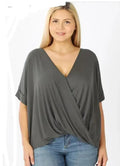 Curvy Girl Rayon Crepe Draped Front Top - SJB-DIAMOND ELITES