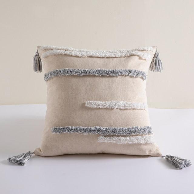 Cushion Cover Cotton Linen Pillowcase Tufted Beige Decorative Fashionable Cotton Hand-Woven Throw Pillow Covers Tufted  Pillow Covers  Bedroom Throw Pillow Cushion For Bed Home Stevvex