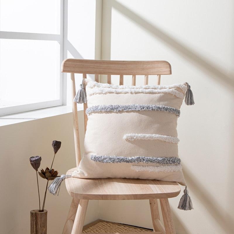 Cushion Cover Cotton Linen Pillowcase Tufted Beige Decorative Fashionable Cotton Hand-Woven Throw Pillow Covers Tufted  Pillow Covers  Bedroom Throw Pillow Cushion For Bed Home Stevvex