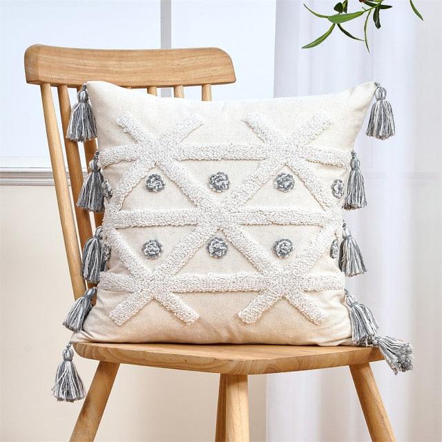 Cushion Cover Cotton Linen Pillowcase Tufted Beige Decorative Fashionable Cotton Hand-Woven Throw Pillow Covers Tufted  Pillow Covers  Bedroom Throw Pillow Cushion For Bed Home Stevvex