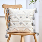 Cushion Cover Cotton Linen Pillowcase Tufted Beige Decorative Fashionable Cotton Hand-Woven Throw Pillow Covers Tufted  Pillow Covers  Bedroom Throw Pillow Cushion For Bed Home Stevvex