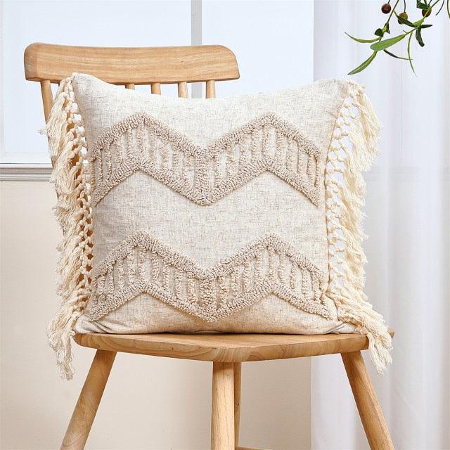 Cushion Cover Cotton Linen Pillowcase Tufted Beige Decorative Fashionable Cotton Hand-Woven Throw Pillow Covers Tufted  Pillow Covers  Bedroom Throw Pillow Cushion For Bed Home Stevvex