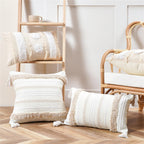 Cushion Cover Cotton Linen Pillowcase Tufted Beige Decorative Fashionable Cotton Hand-Woven Throw Pillow Covers Tufted  Pillow Covers  Bedroom Throw Pillow Cushion For Bed Home Stevvex