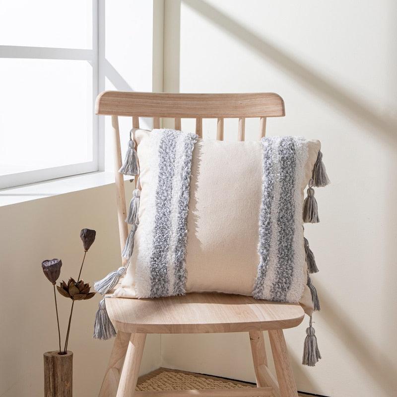 Cushion Cover Cotton Linen Pillowcase Tufted Beige Decorative Fashionable Cotton Hand-Woven Throw Pillow Covers Tufted  Pillow Covers  Bedroom Throw Pillow Cushion For Bed Home Stevvex