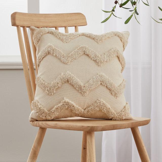 Cushion Cover Cotton Linen Pillowcase Tufted Beige Decorative Fashionable Cotton Hand-Woven Throw Pillow Covers Tufted  Pillow Covers  Bedroom Throw Pillow Cushion For Bed Home Stevvex