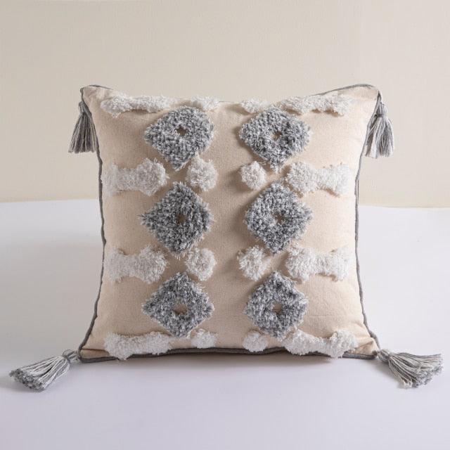 Cushion Cover Cotton Linen Pillowcase Tufted Beige Decorative Fashionable Cotton Hand-Woven Throw Pillow Covers Tufted  Pillow Covers  Bedroom Throw Pillow Cushion For Bed Home Stevvex