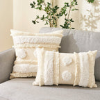 Cushion Cover Cotton Linen Pillowcase Tufted Beige Decorative Fashionable Cotton Hand-Woven Throw Pillow Covers Tufted  Pillow Covers  Bedroom Throw Pillow Cushion For Bed Home Stevvex