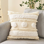 Cushion Cover Cotton Linen Pillowcase Tufted Beige Decorative Fashionable Cotton Hand-Woven Throw Pillow Covers Tufted  Pillow Covers  Bedroom Throw Pillow Cushion For Bed Home Stevvex