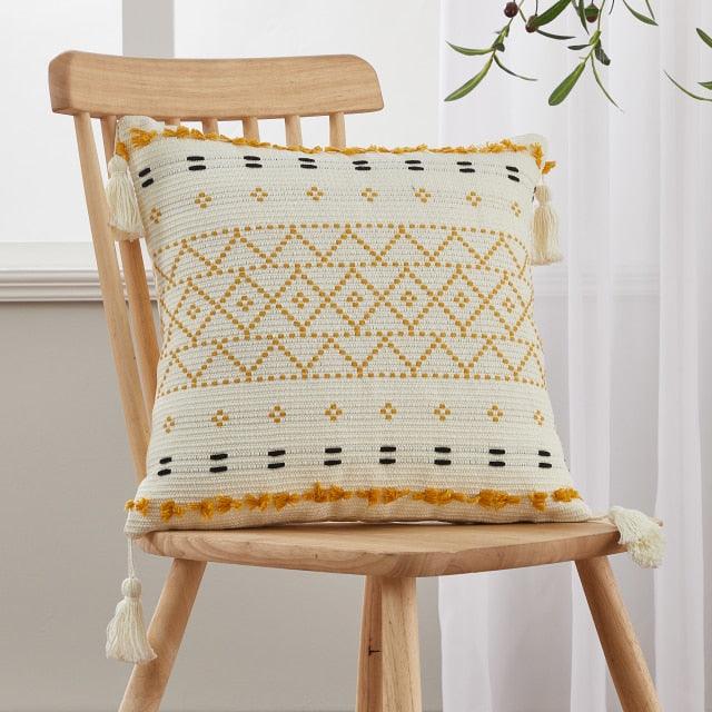 Cushion Cover Cotton Linen Pillowcase Tufted Beige Decorative Fashionable Cotton Hand-Woven Throw Pillow Covers Tufted  Pillow Covers  Bedroom Throw Pillow Cushion For Bed Home Stevvex