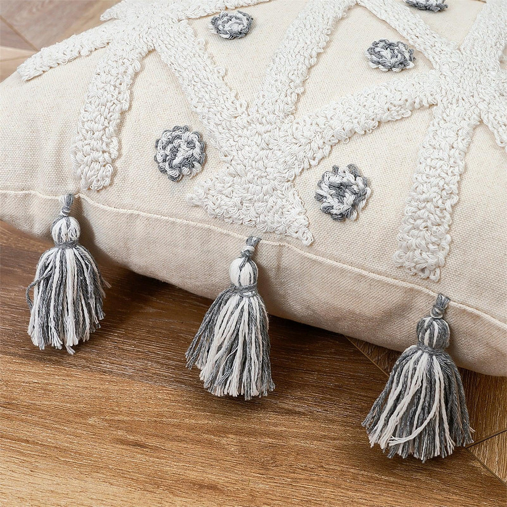 Cushion Cover Cotton Linen Pillowcase Tufted Beige Decorative Fashionable Cotton Hand-Woven Throw Pillow Covers Tufted  Pillow Covers  Bedroom Throw Pillow Cushion For Bed Home Stevvex