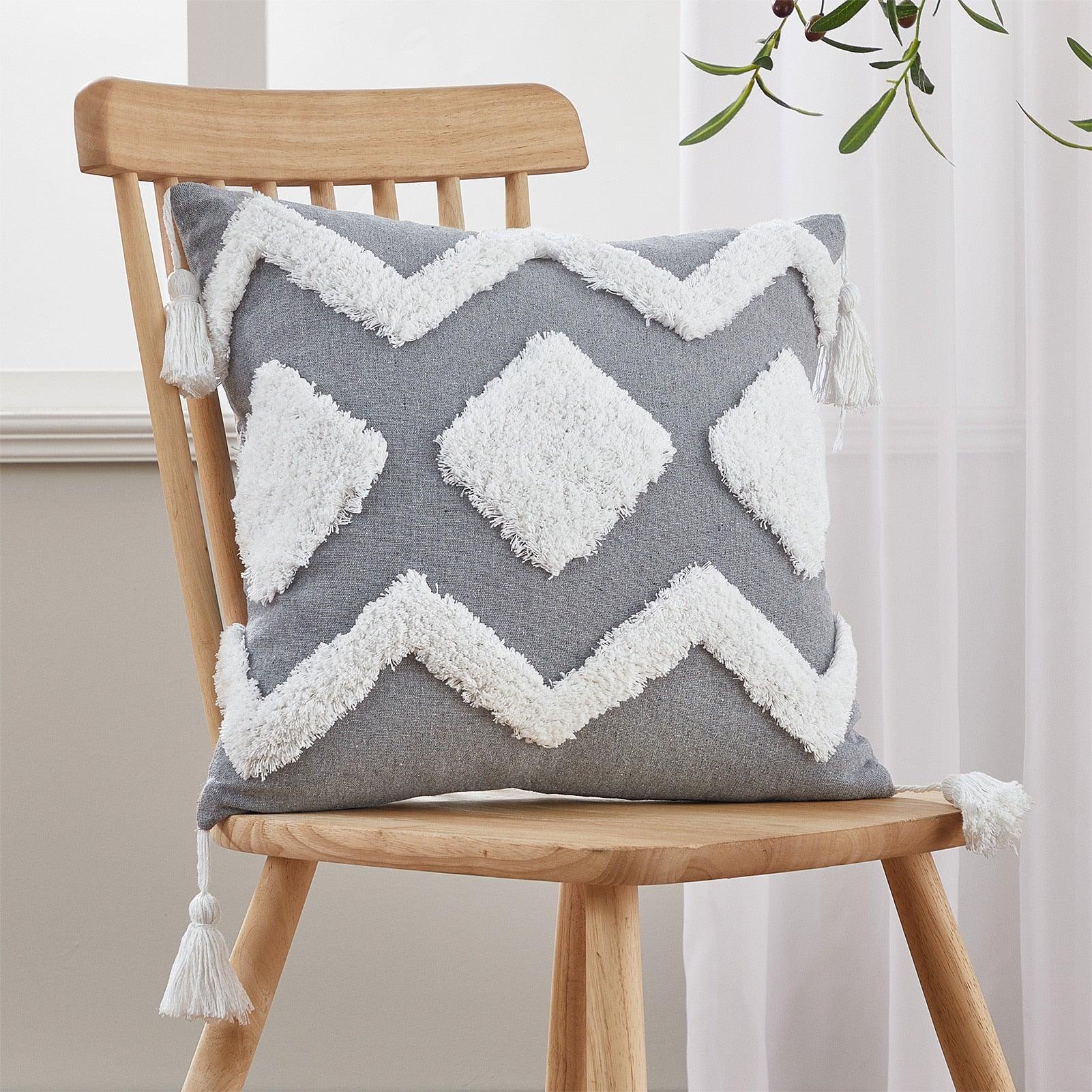 Cushion Cover Cotton Linen Pillowcase Tufted Beige Decorative Fashionable Cotton Hand-Woven Throw Pillow Covers Tufted  Pillow Covers  Bedroom Throw Pillow Cushion For Bed Home Stevvex