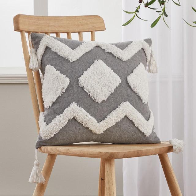 Cushion Cover Cotton Linen Pillowcase Tufted Beige Decorative Fashionable Cotton Hand-Woven Throw Pillow Covers Tufted  Pillow Covers  Bedroom Throw Pillow Cushion For Bed Home Stevvex