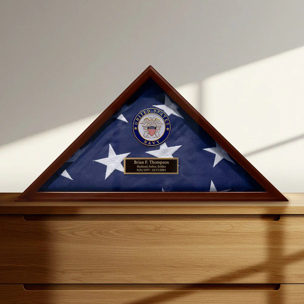 Custom Flag Case Navy Retirement Gift - Made in USA The Military Gift Store