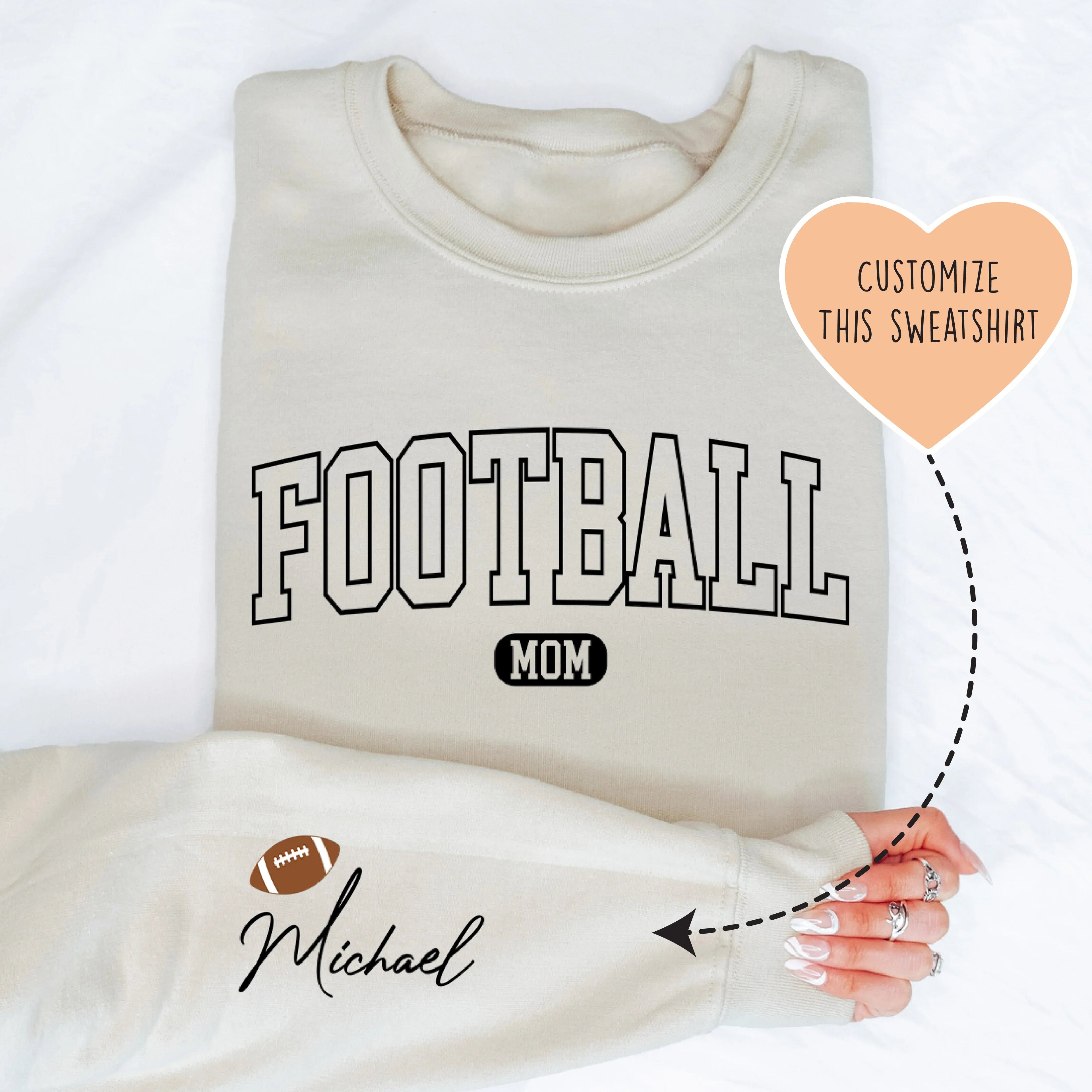 Custom Football Mom Sweatshirt Peachy Sunday