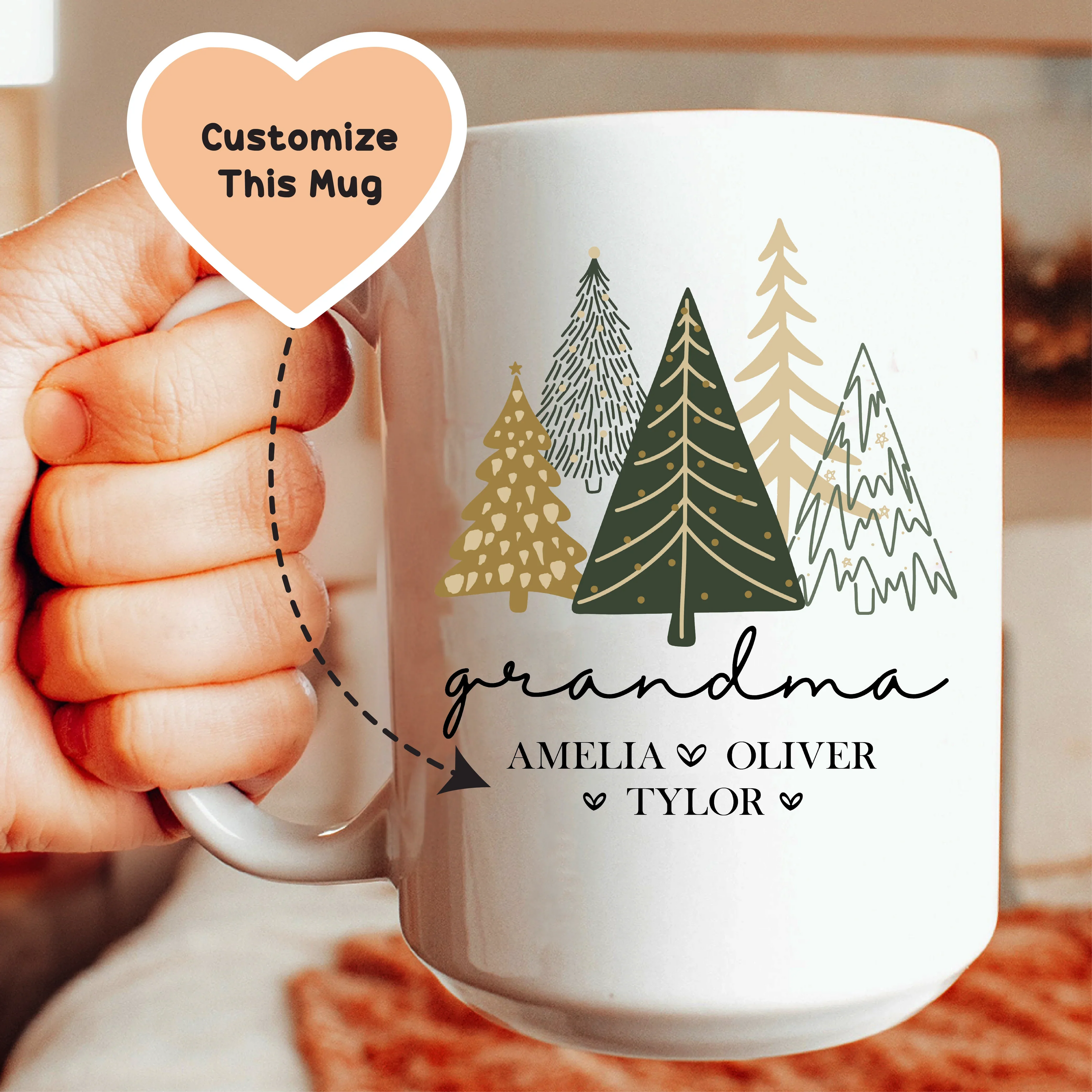 Custom Grandma Christmas mug Peachy Sunday