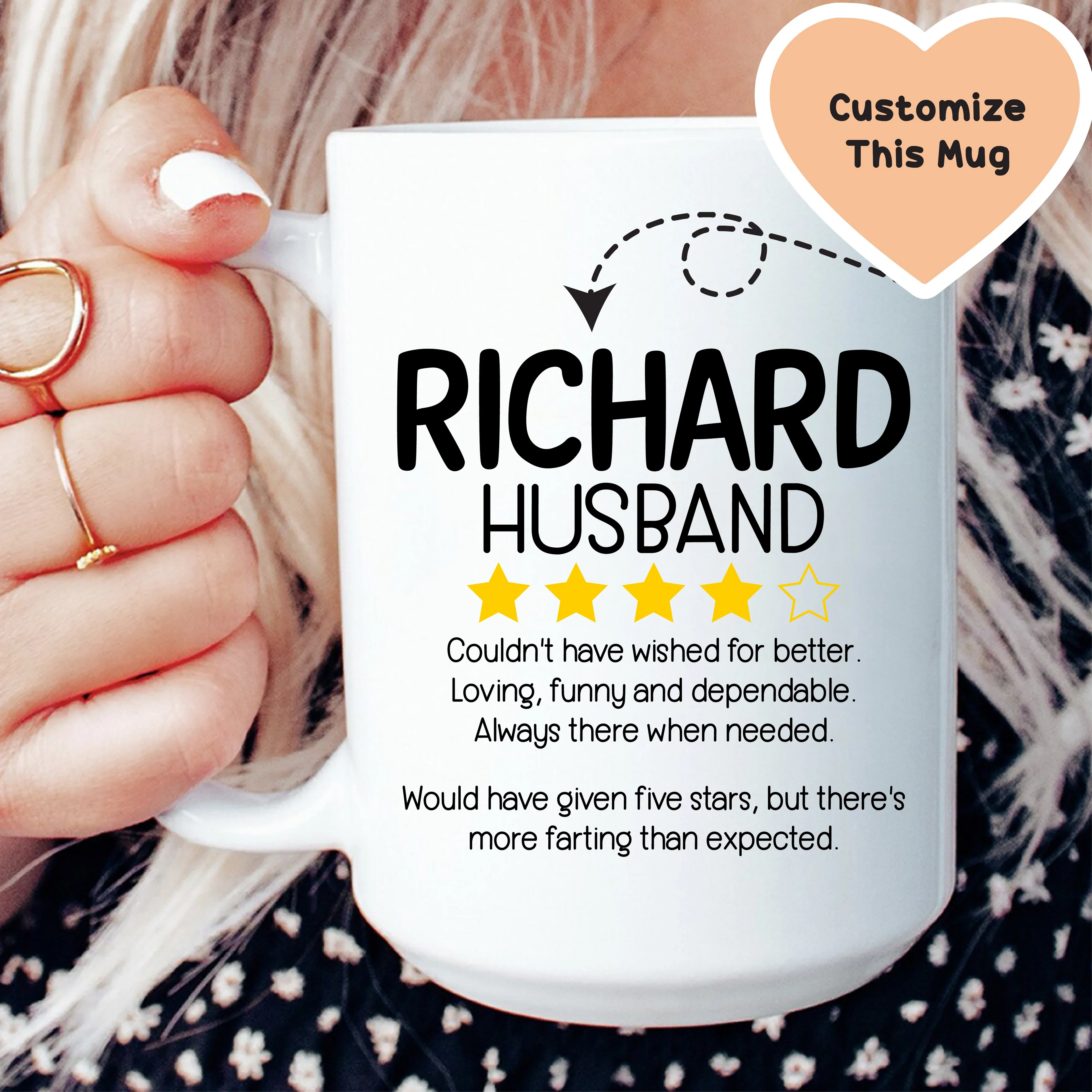 Custom Husband Rating Mug Peachy Sunday