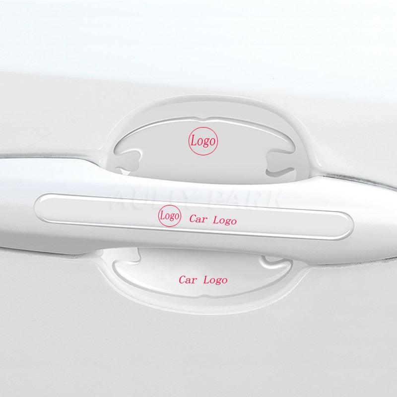 Custom Logo Car Door Sticker Scratches Resistant Cover Auto Handle Protection Film Anti-Scratch Invisible Car Door Handle Stickers Fit for Mercedes Benz Carbon Fiber Protection Film Anti-Collision Protection Exterior Accessory Car Decor Car Stickers Stevvex