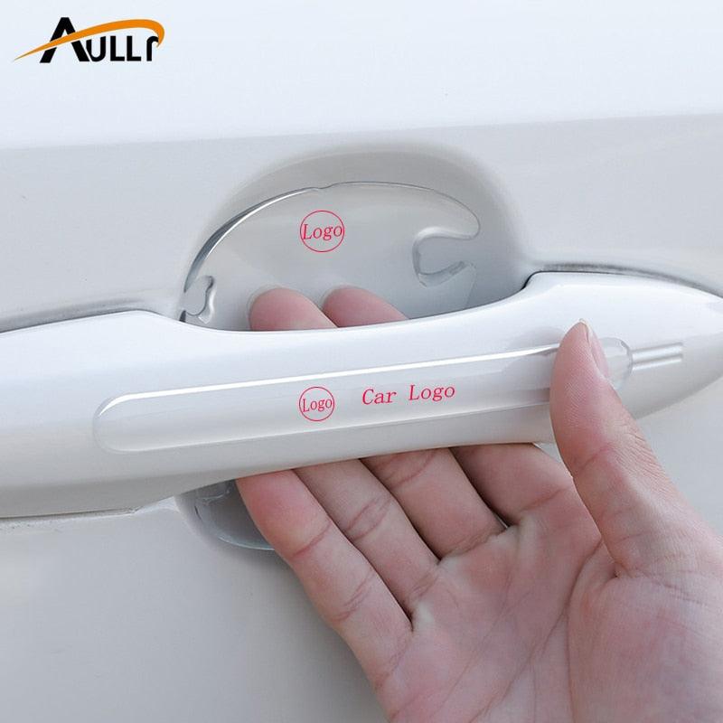 Custom Logo Car Door Sticker Scratches Resistant Cover Auto Handle Protection Film Anti-Scratch Invisible Car Door Handle Stickers Fit for Mercedes Benz Carbon Fiber Protection Film Anti-Collision Protection Exterior Accessory Car Decor Car Stickers Stevvex