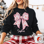 Custom Santa Bow Christmas Sweatshirt Peachy Sunday