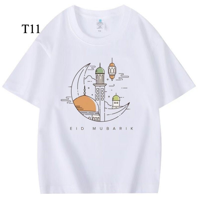 Customized Cotton Parent-Child T-Shirts – Ramadan & Keffiyeh Design for Kids and Adults (MTC001)