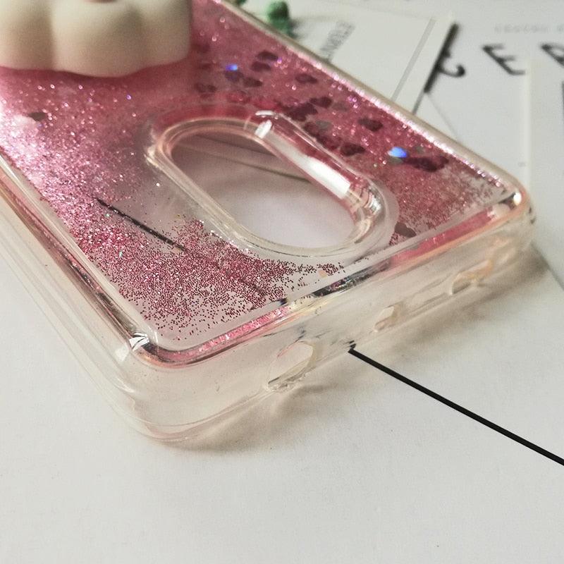 Cute 3D Squishy Cat Case For Xiaomi Redmi 5 plus 4X 8A 9A 9C 10T Luxury Glitter Quicksand Phone Case Redmi Note 5 9 Pro 5A Prime ,3D Shiny Quicksand Moving Bling Glitter Liquid Sparkle Flowing Soft Silicone Bumper Mirror Back Protective Case Stevvex