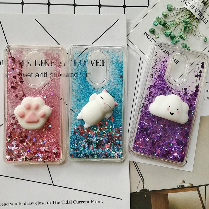 Cute 3D Squishy Cat Case For Xiaomi Redmi 5 plus 4X 8A 9A 9C 10T Luxury Glitter Quicksand Phone Case Redmi Note 5 9 Pro 5A Prime ,3D Shiny Quicksand Moving Bling Glitter Liquid Sparkle Flowing Soft Silicone Bumper Mirror Back Protective Case Stevvex