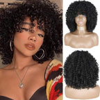 Cute Afro Wig Women Short Fluffy Hair Wigs with Bangs For Black Women Kinky curly Synthetic Hair For Party Dance Cosplay Wigs For Black Women Cosplay Wigs For Women Stevvex