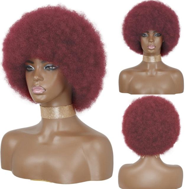 Cute Afro Wig Women Short Fluffy Hair Wigs with Bangs For Black Women Kinky curly Synthetic Hair For Party Dance Cosplay Wigs For Black Women Cosplay Wigs For Women Stevvex