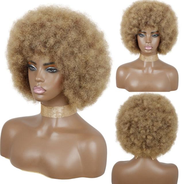Cute Afro Wig Women Short Fluffy Hair Wigs with Bangs For Black Women Kinky curly Synthetic Hair For Party Dance Cosplay Wigs For Black Women Cosplay Wigs For Women Stevvex