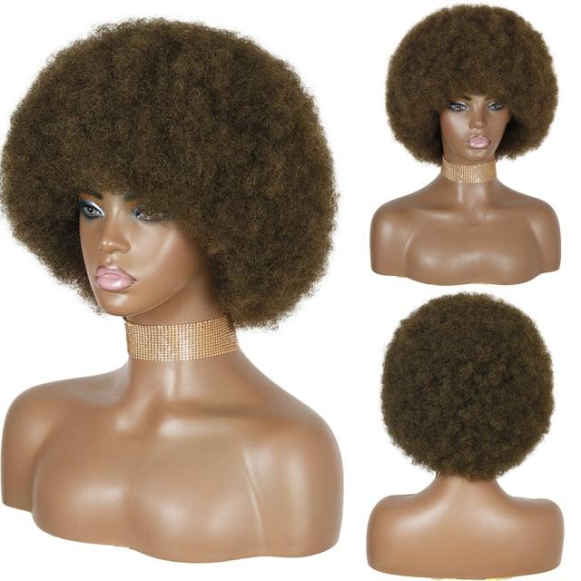Cute Afro Wig Women Short Fluffy Hair Wigs with Bangs For Black Women Kinky curly Synthetic Hair For Party Dance Cosplay Wigs For Black Women Cosplay Wigs For Women Stevvex