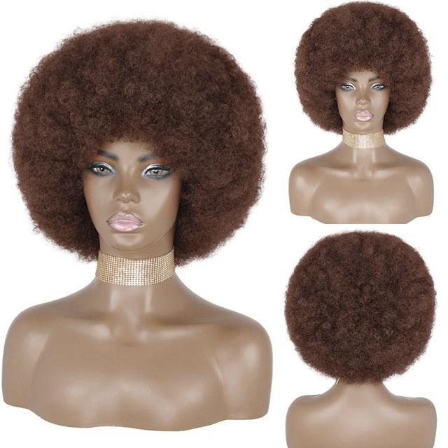 Cute Afro Wig Women Short Fluffy Hair Wigs with Bangs For Black Women Kinky curly Synthetic Hair For Party Dance Cosplay Wigs For Black Women Cosplay Wigs For Women Stevvex