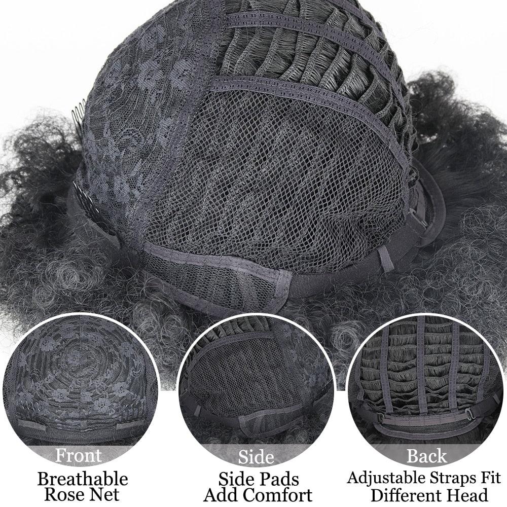 Cute Afro Wig Women Short Fluffy Hair Wigs with Bangs For Black Women Kinky curly Synthetic Hair For Party Dance Cosplay Wigs For Black Women Cosplay Wigs For Women Stevvex