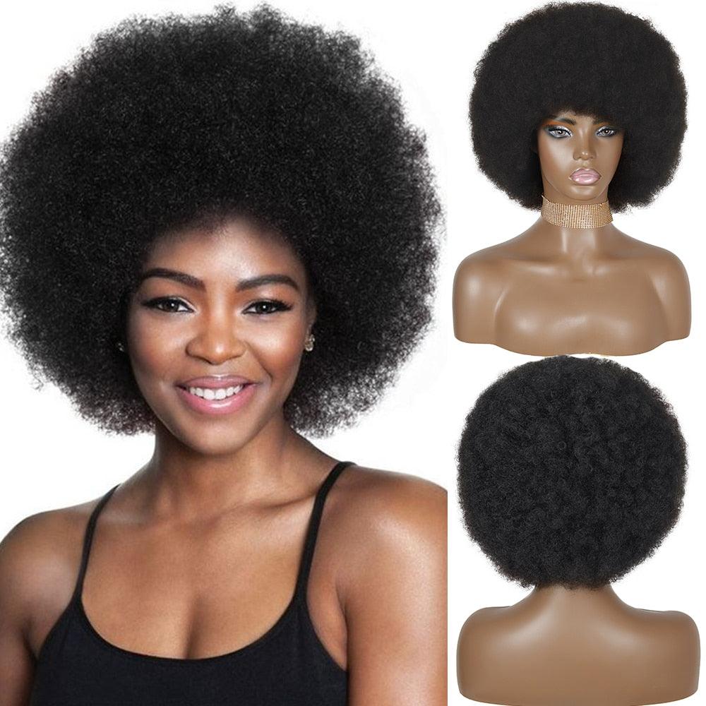 Cute Afro Wig Women Short Fluffy Hair Wigs with Bangs For Black Women Kinky curly Synthetic Hair For Party Dance Cosplay Wigs For Black Women Cosplay Wigs For Women Stevvex